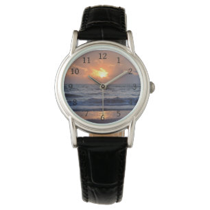 Reloj De Pulsera Sunset Ocean Sea Beach Naranja