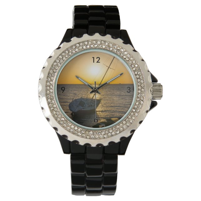 Reloj De Pulsera Sunset Sailboat Shipwrech Gulf Breeze FL Watch (Anverso)