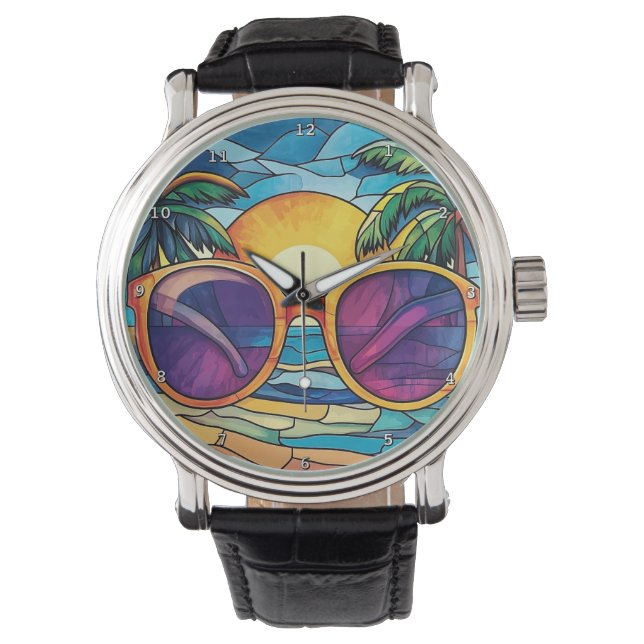Reloj De Pulsera Sunset Shades & Tropical Tides  Beach (Anverso)