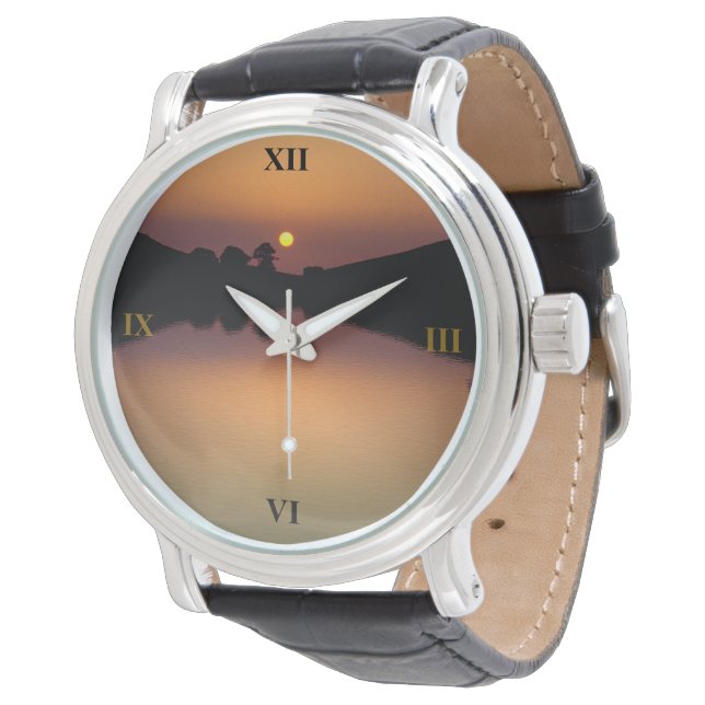 Reloj De Pulsera Sunset sobre el lago Bruton (Angular)