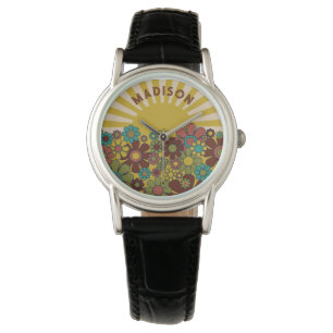 Reloj De Pulsera Sunshine Retro Garden Vintage 60's 70s Personaliza