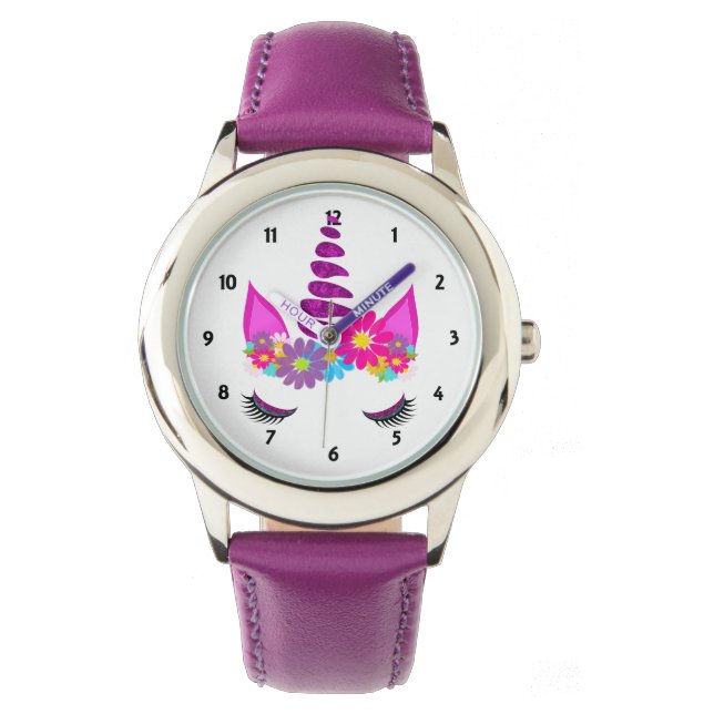 Reloj De Pulsera Super Cute Girly de flores de unicornio (Anverso)