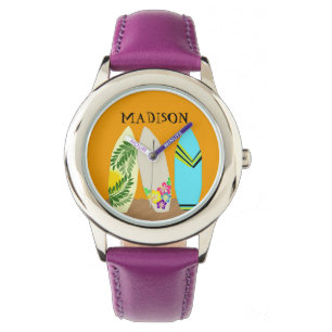 Reloj De Pulsera Surfer Chica Surfboard Art Writing Watch
