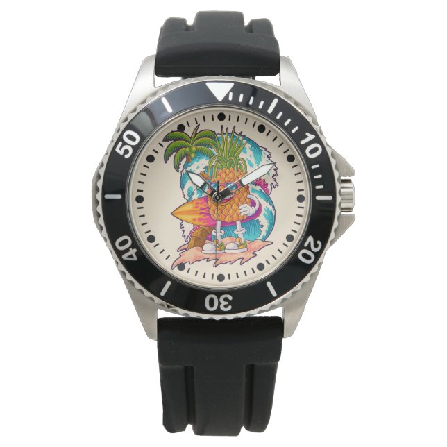 Reloj De Pulsera Surfing Pineapple (Anverso)