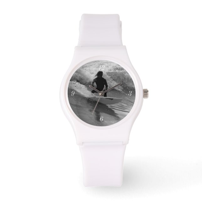Reloj De Pulsera Surfing The Waves Grayscale (Anverso)
