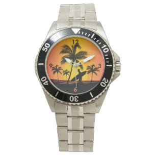 Reloj De Pulsera Surfista al atardecer