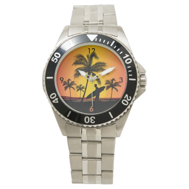Reloj De Pulsera Surfista al atardecer (Anverso)