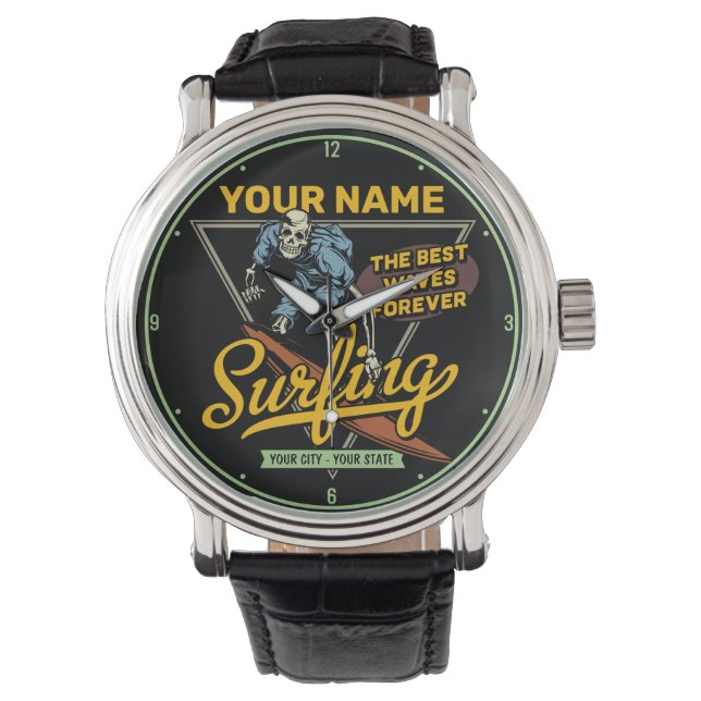 Reloj De Pulsera Surfista de Waves de Surf Personalizado (Anverso)