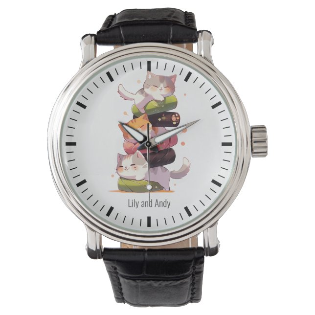 Reloj De Pulsera Sushi Cat Miaw | Estilo anime japonés (Anverso)