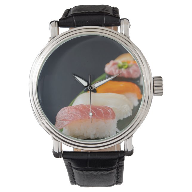 Reloj De Pulsera Sushi Elegance Watch – Classic Black & Leaf (Anverso)