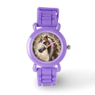 Reloj De Pulsera Susurros De La Fantasía Marrón Y Blanca Unicornio,