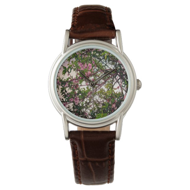 Reloj De Pulsera "Susurros de primavera: Árbol de flores rosadas ac (Anverso)