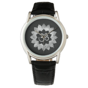 Reloj De Pulsera *~* sutil OM AUM Gray Meditativo Mandala