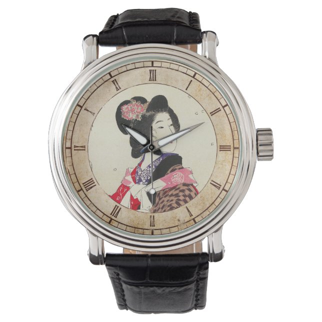 Reloj De Pulsera Suzuki Kason Sakura - arte femenino japonés (Anverso)