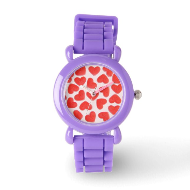 Reloj De Pulsera Sweet Hearts Monitor de impresión rosa (Anverso)