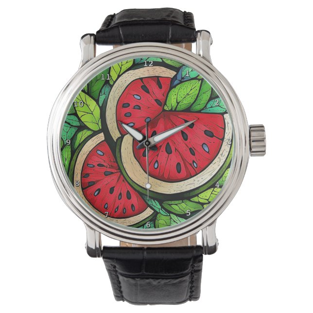 Reloj De Pulsera Sweet Summer Slice" - Watermelon Wall  (Anverso)