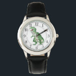 Reloj De Pulsera T Rex Dinosaur Boy's Black<br><div class="desc">Fierce T Rex prehistórico dinosaurio acuarela para niños o chicas. Correa de reloj negra. Regreso al regalo de la escuela o regalo de Navidades.</div>
