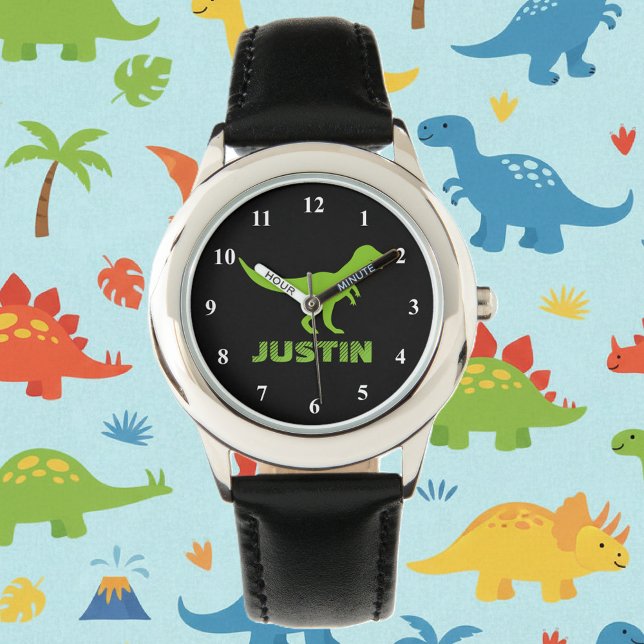 Reloj De Pulsera T rex dinosaur watch personalizado con nombre de n (dinosaur watch for kids)