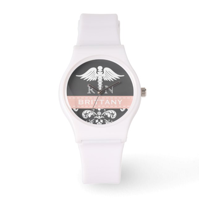 RELOJ DE PULSERA TABLA DE CHALKBOARD PINK PERSONALIZADA DE ENFERMER (Anverso)