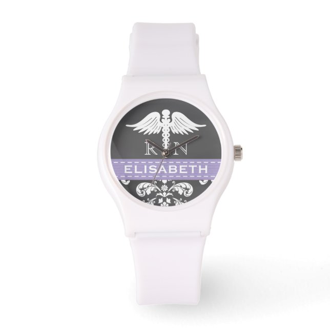 RELOJ DE PULSERA TABLA DE CHALKBOARD PURPLE PERSONALIZADA DE ENFERM (Anverso)