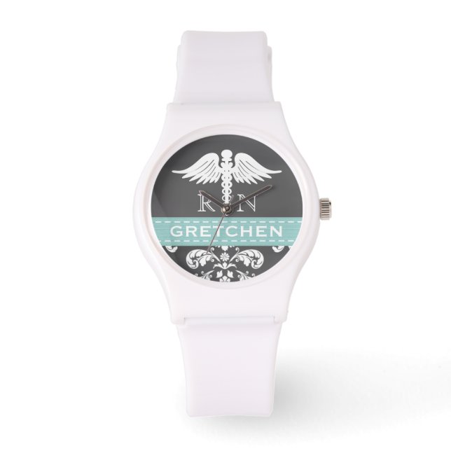 RELOJ DE PULSERA TABLA DE DESAYUNO DE ENFERMERÍA PERSONALIZADA AQUA (Anverso)