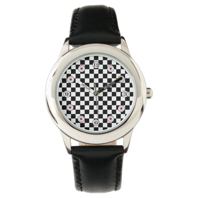 Reloj De Pulsera Tablero de ajedrez clásico blanco y negro de STayl (Anverso)
