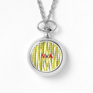 Reloj De Pulsera tablero de verificación amarillo negro añadir nomb