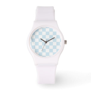 Reloj De Pulsera Tablero de verificación azul y blanco Pastel
