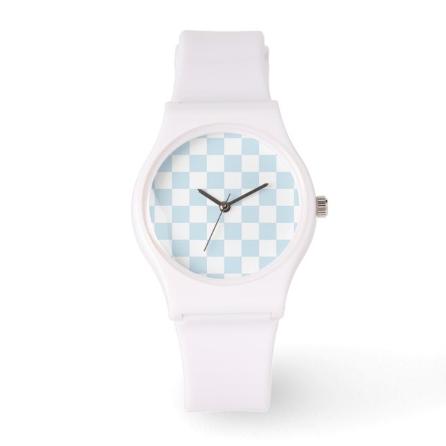 Reloj De Pulsera Tablero de verificación azul y blanco Pastel (Anverso)