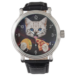 Reloj De Pulsera Taco, Cat and pizza