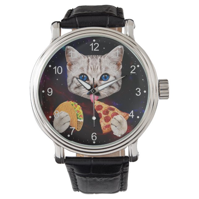 Reloj De Pulsera Taco, Cat and pizza (Anverso)