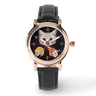 Reloj De Pulsera Taco, gato y pizza