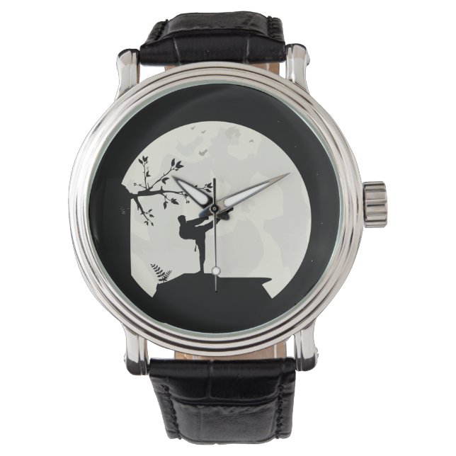 Reloj De Pulsera Taekwondo full moon martial arts Silhouette (Anverso)