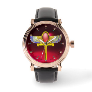 RELOJ DE PULSERA TALISMAN ROJO/ EGIPCIO ANKH CON CORNUCOPIA