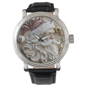 Reloj De Pulsera Talla festiva de Papá Noel adornada con adornos