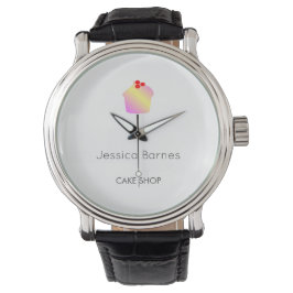 Reloj De Pulsera Taller de pastelería silueta de bizcocho blanco