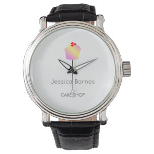 Reloj De Pulsera Taller de pastelería silueta de bizcocho blanco