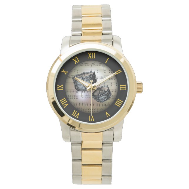 Reloj De Pulsera Tambores Snare ~ Fondo "El planeta musical" * ~ (Anverso)