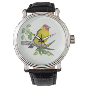 Reloj De Pulsera Tángara Occidental de Agua Pintada Pájaros Observa