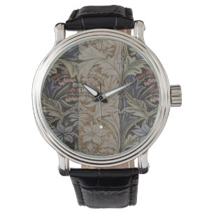 Reloj De Pulsera Tapiz Botánico Clásico de Campanilla Azul de Willi