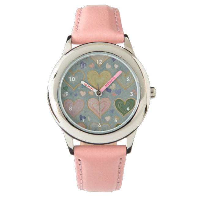 Reloj De Pulsera Tapiz del corazón Pastel (Anverso)