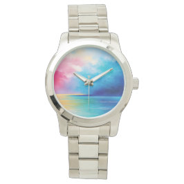 Reloj De Pulsera “Tarfarran” paisaje marino de rosa y azul