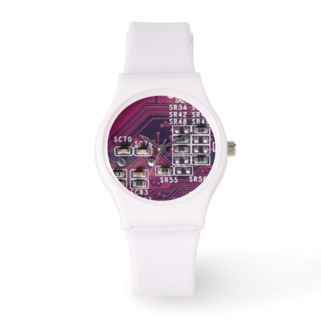 Reloj De Pulsera Tarjeta de circuito electrónico rojo (Anverso)