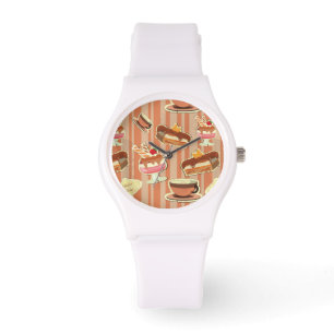 Reloj De Pulsera Tarjeta Vintage Con Postre De Fresa