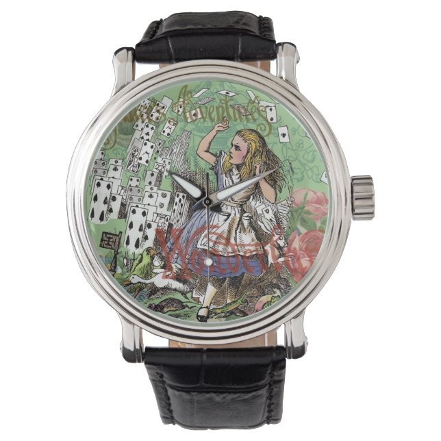 Reloj De Pulsera tarjetas alice conejo de sombrerero de wonderland (Anverso)