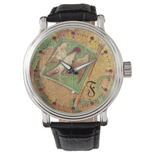 RELOJ DE PULSERA TAROTES ANTIGUOS, TARJETAS CORTES, MONOGRAMA DE BA