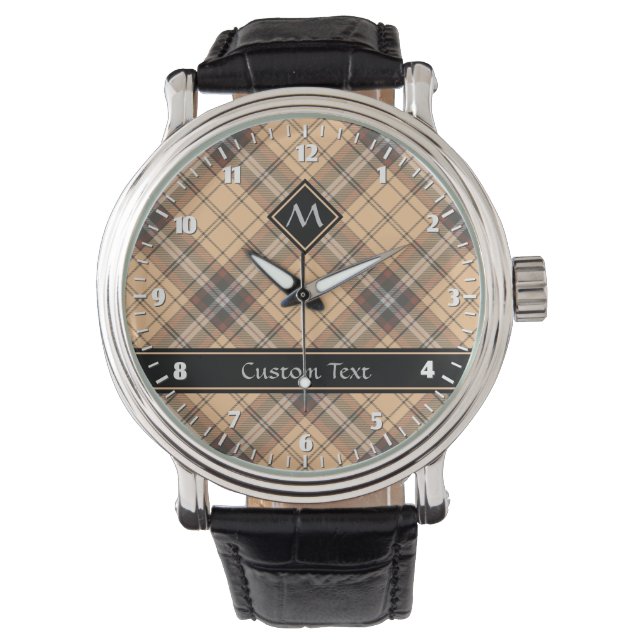 Reloj De Pulsera Tartan beige y marrón (Anverso)