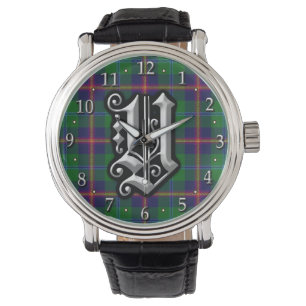 Reloj De Pulsera Tartan de monograma de letra Y del clan Young