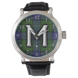 Reloj De Pulsera Tartán del monograma de la letra M de Muir del