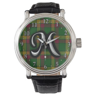 Reloj De Pulsera Tartán escocés del monograma de la letra M de